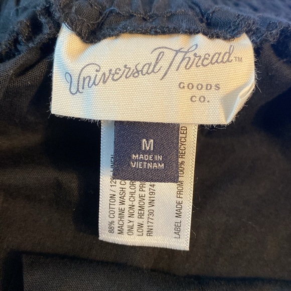 Flowy Black Cotton Linen Blend Midi Skirt, M - Picture 10 of 12